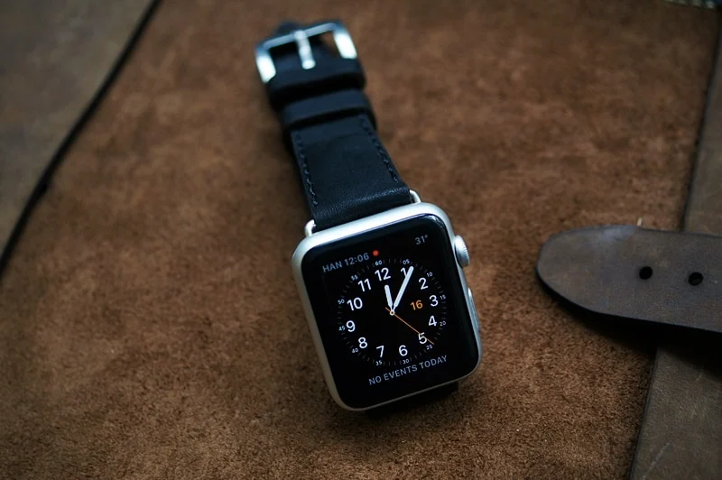 AWBF90-D123 BLACK handgefertigt Vintage Leder Uhrenarmband incl. Lugs Adapter für Apple Watch 1 und 2 (oder Apple Watch Sport) 42mm oder 38mm – Bild 3